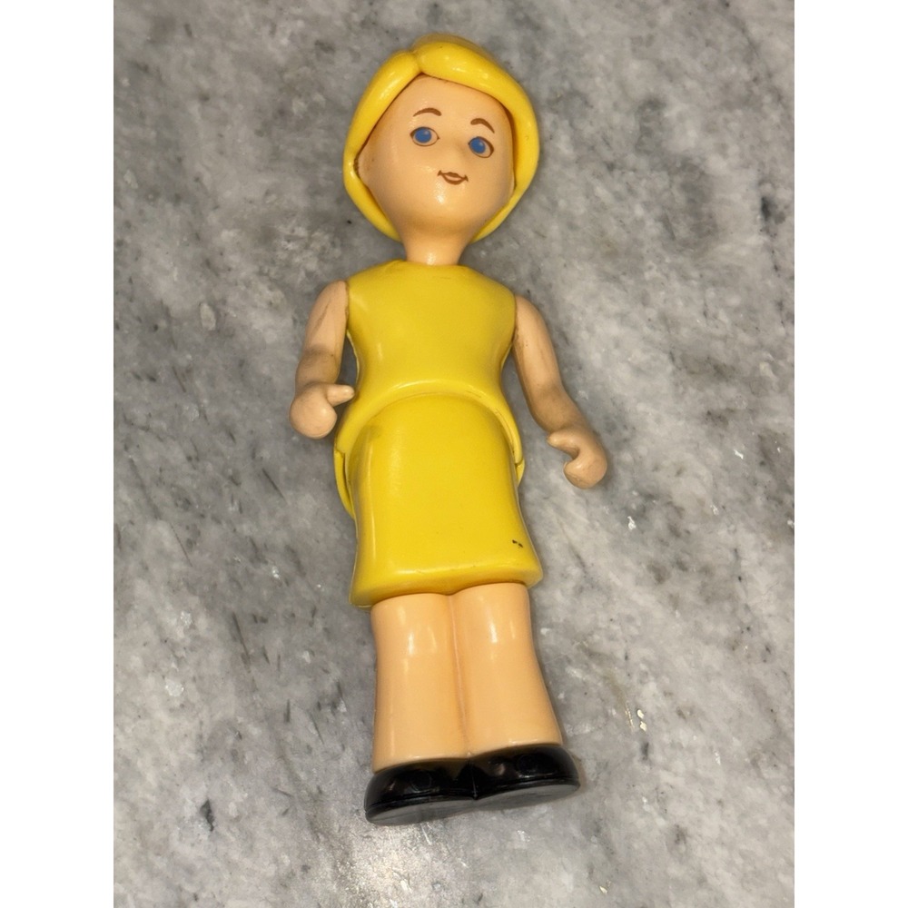 Vintage Little Tikes Dollhouse Doll Family Mom Figure Blonde Hair Blue Eyes